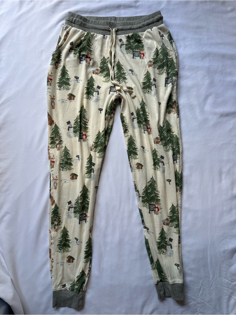 Burt's Bees Baby Cream Joggers with Christmas Tree Farm Print